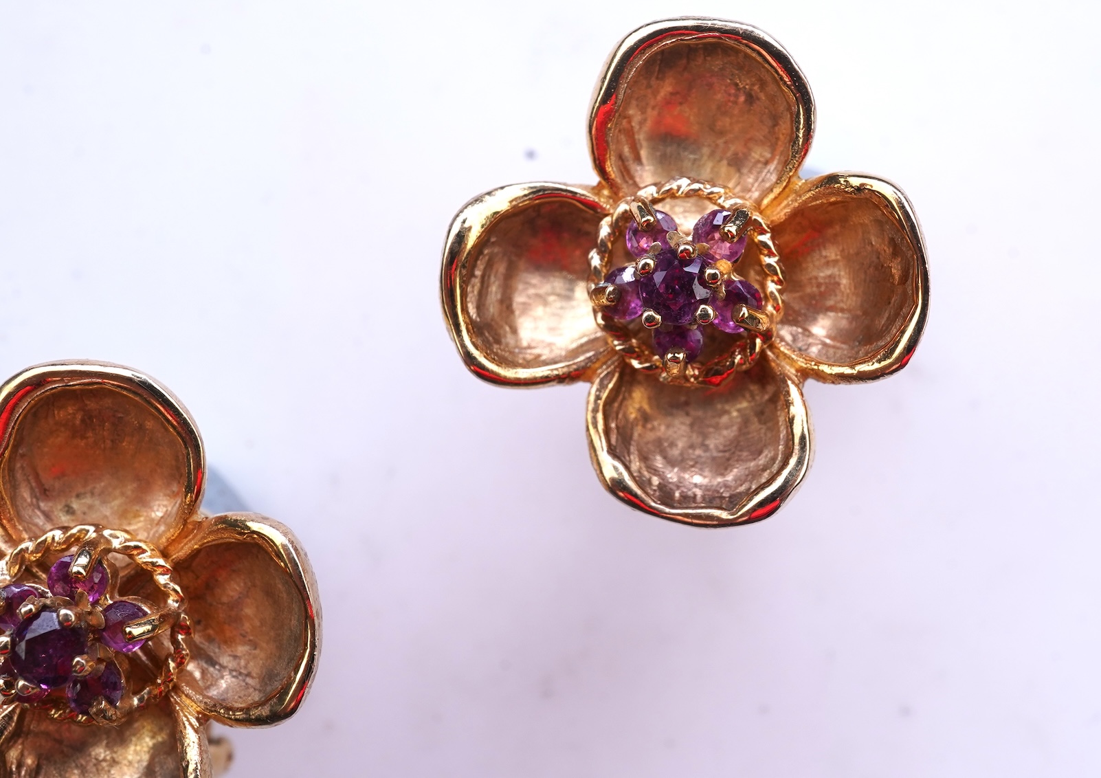 A pair of garnet earrings